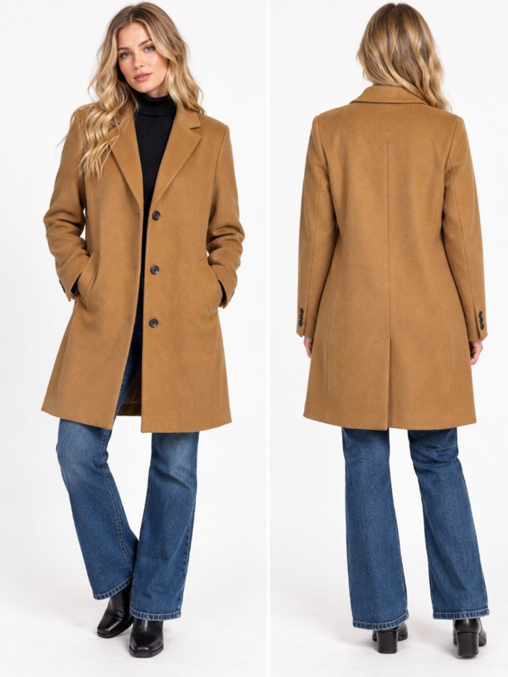 Old Navy Soft Brushed Topcoat Wool Blend Coat Women Camel Brown XL Cozy Y2K